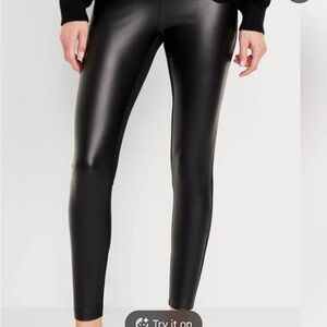 Black GAP Faux Leather Leggings